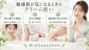 敏感肌が気になる場合は肌の調子とクリームの表示を確認し、違和感があれば中止する一般的な注意点