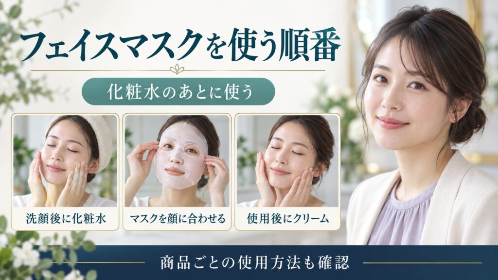 SHIRORUぷるるんフェイスマスクを使う順番。洗顔後に化粧水、マスク、使用後にクリーム