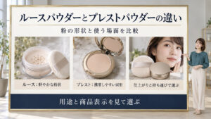 ルースパウダーとプレストパウダーの違い！肌質別の使い分け方｜形状・持ち運び・仕上がりで比較