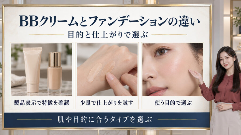BBクリームとファンデーションの違い！目的別の使い分けガイド｜特徴・仕上がり・目的で選ぶ