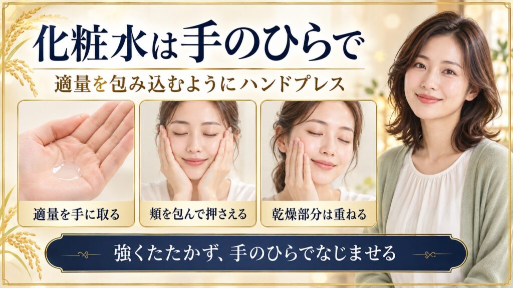 ライスフォース化粧水の使い方は？自生を促すハンドプレス手順 アイキャッチ