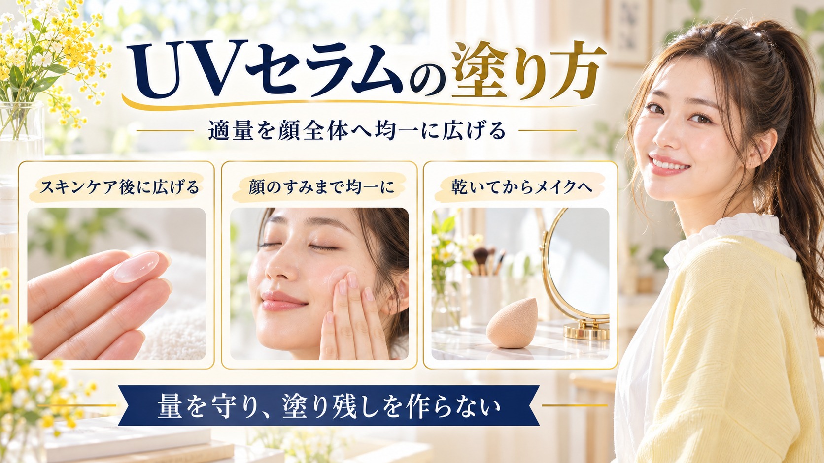 ロレアルパリUVセラムの使い方は？白浮きや崩れを防ぐ適量と塗り方 アイキャッチ