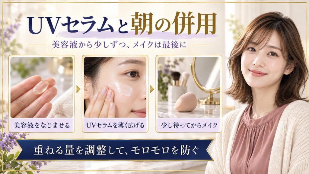 ロレアルパリUVセラムの併用相性は？ビタミンCや下地とのモロモロ対策 アイキャッチ