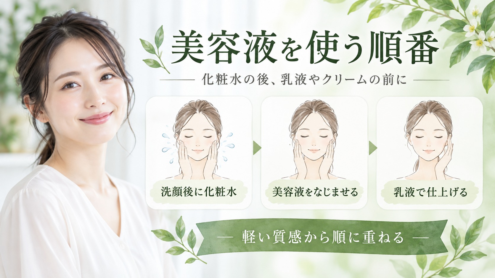 京都小町 抹茶クリアエッセンスの順番と浸透を高めるスキンケア手順 アイキャッチ