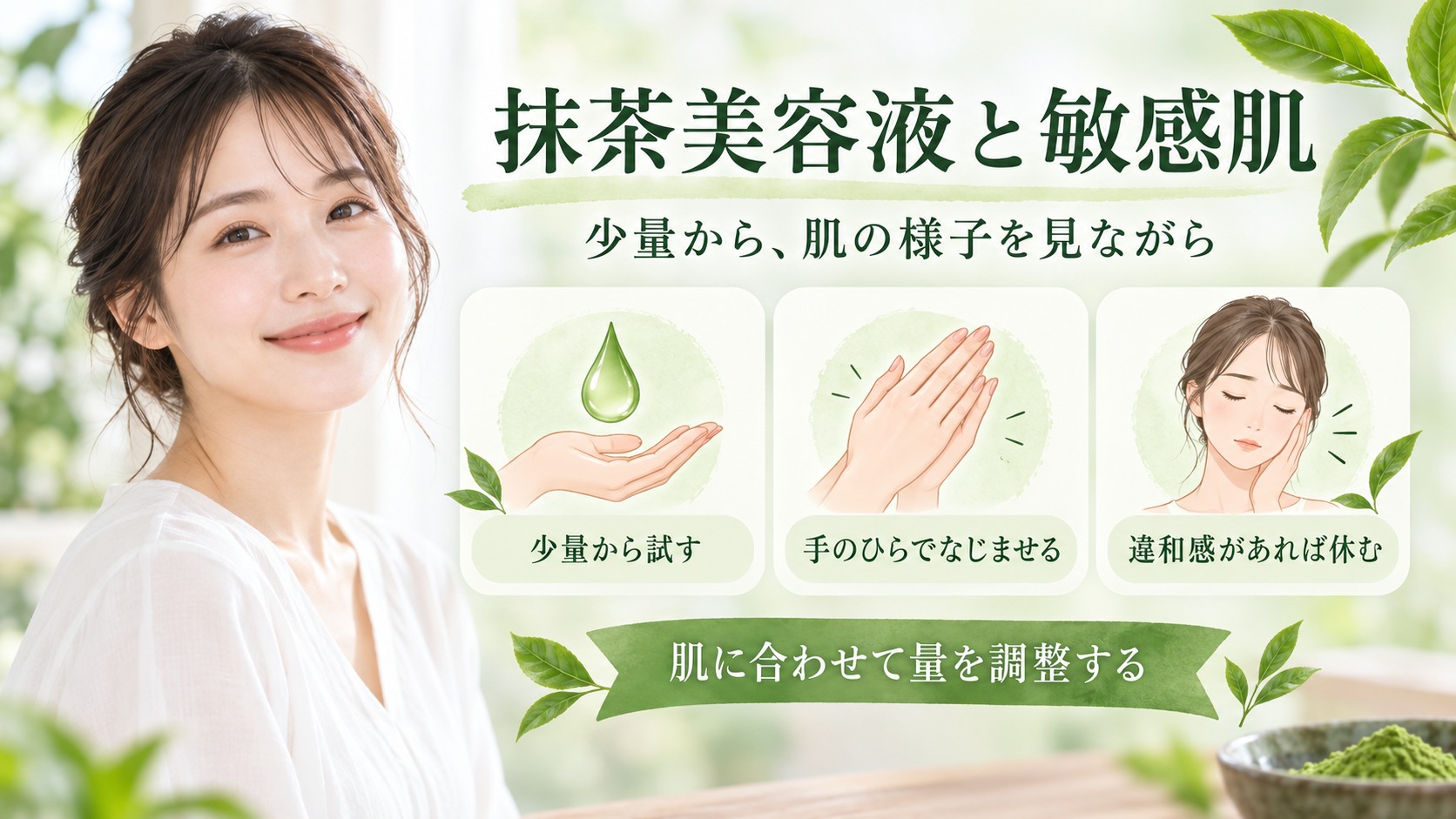 京都小町 抹茶クリアエッセンスの敏感肌向け刺激対策と正しい使い方 アイキャッチ