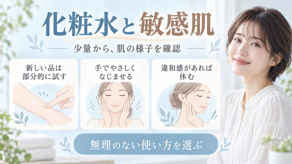 スキンライフ 薬用化粧水は敏感肌でも使える？刺激対策と保湿手順 アイキャッチ