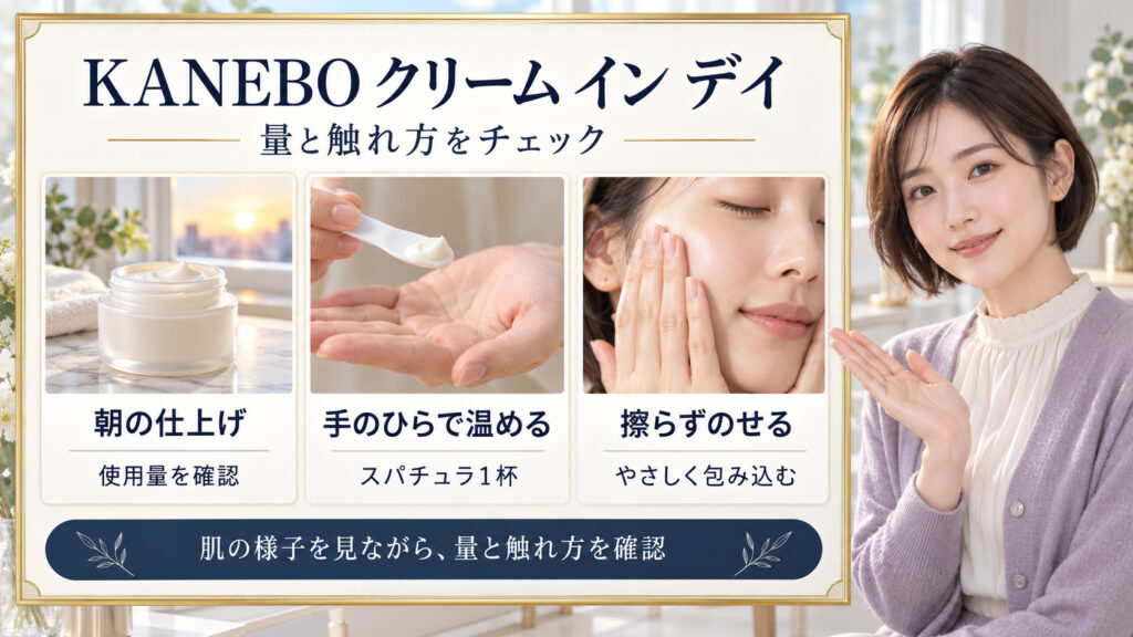 【KANEBO】クリーム イン デイは敏感肌も使える？刺激を防ぐ使い方を図解したアイキャッチ画像