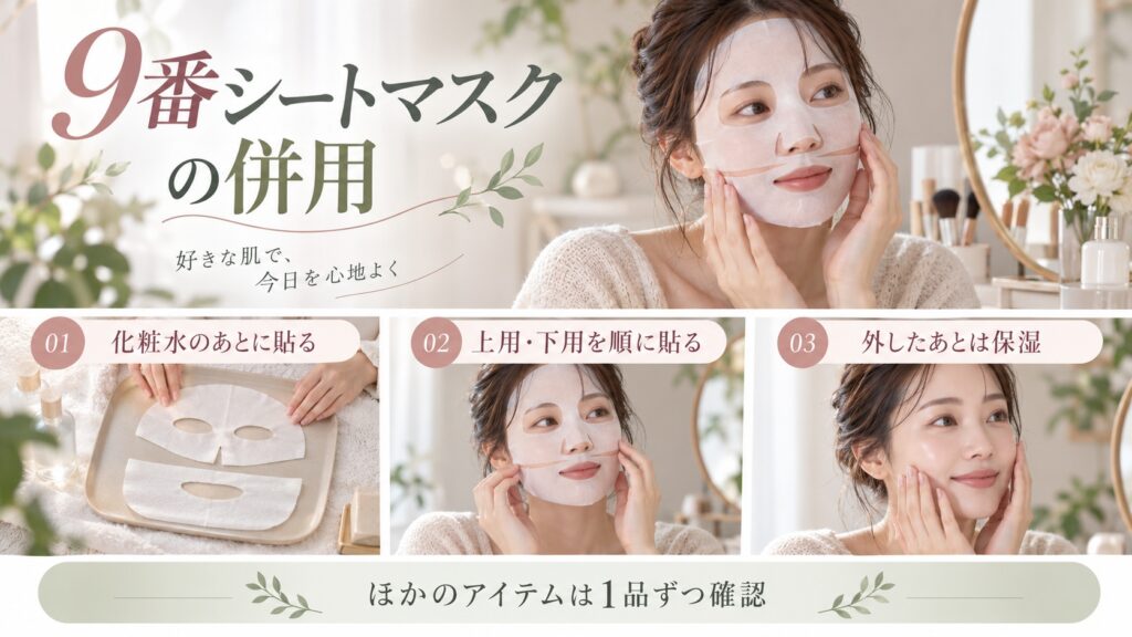 ナンバーズイン9番の上下シートを順に貼り、ほかのアイテムを1品ずつ確認