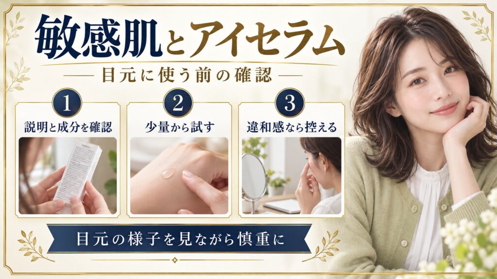 敏感肌の人がアイセラム使用前に説明や成分、肌の反応を確認するポイント