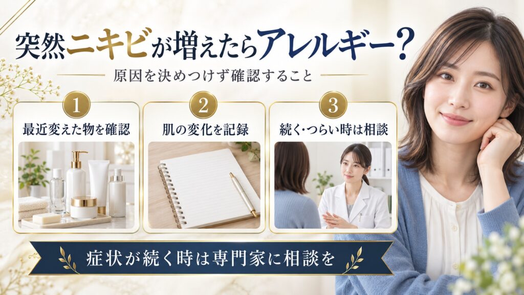 急なニキビの変化について新しく使い始めた物や経過を確認し専門家に相談するポイント