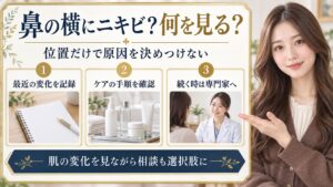 鼻の横のニキビの意味を決めつけず、変化やスキンケアを確認し相談するポイント