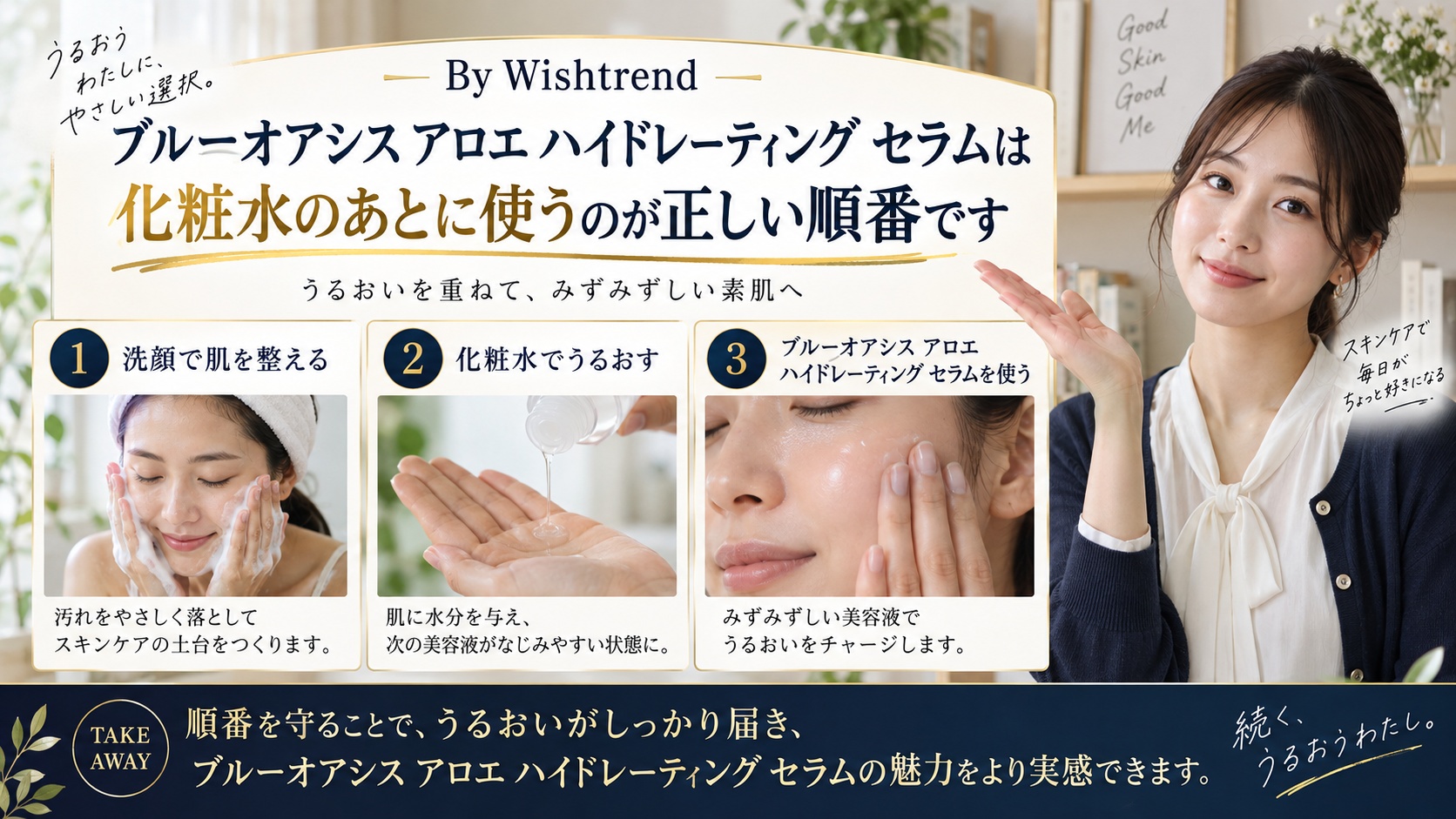 By Wishtrend アロエセラムを塗る順番！朝晩の正しい重ね方を解説するBeauty Board