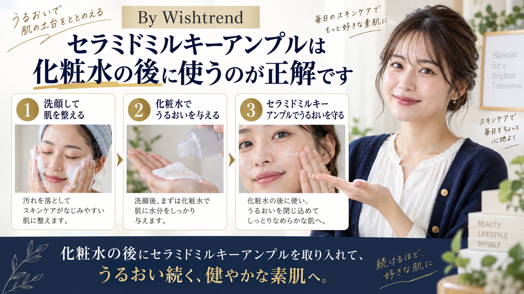 Wishtrend セラミドミルキーアンプルの順番!朝晩の重ね方を解説するBeauty Board