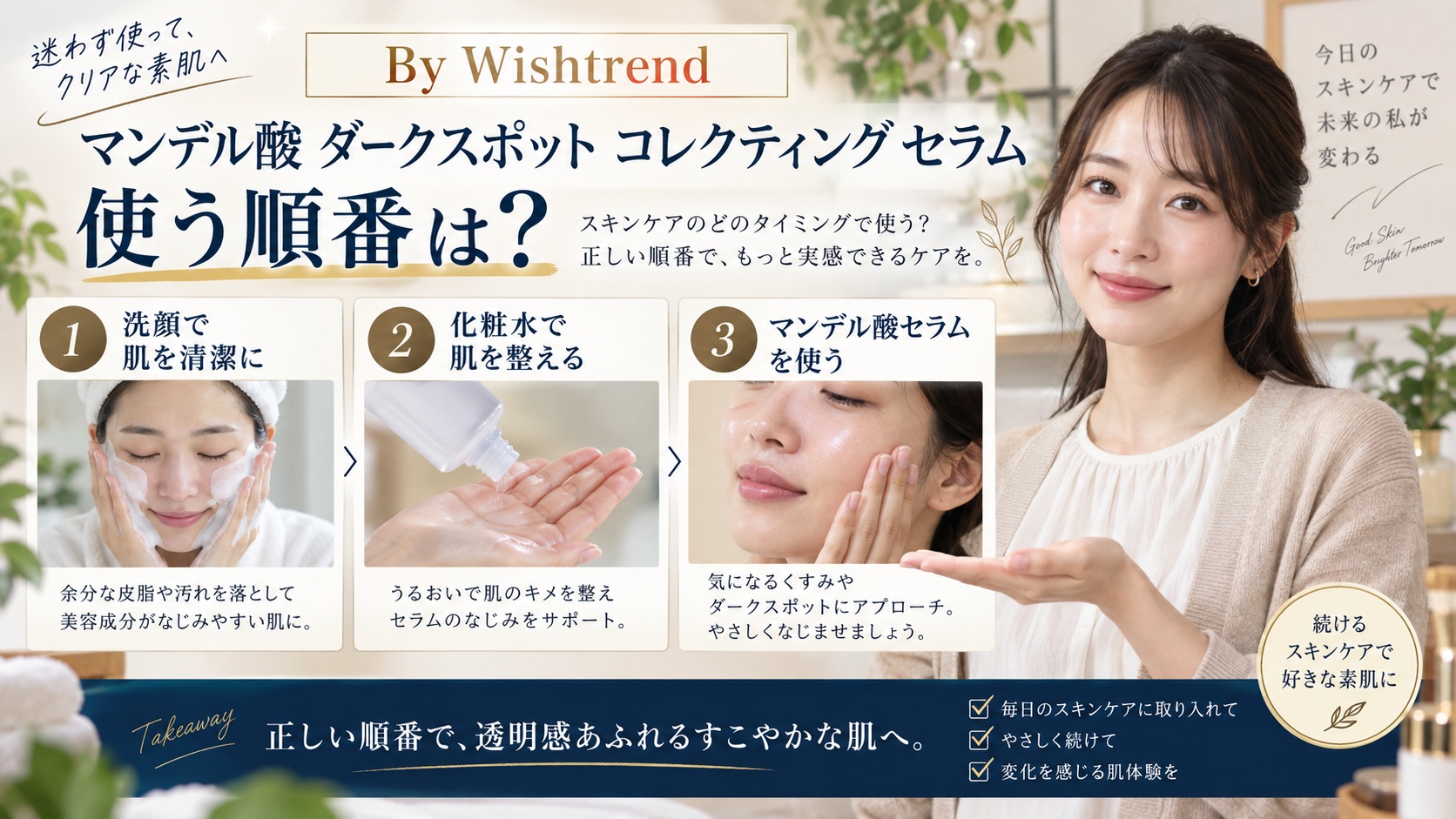 Wishtrend マンデル酸セラムの順番！化粧水後の重ね方を解説するBeauty Board