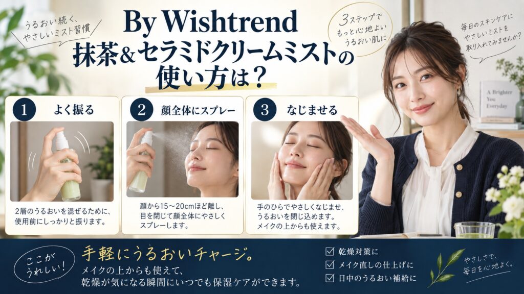 Wishtrend 抹茶ミストの使い方！2層を混ぜる噴霧のコツを解説するBeauty Board