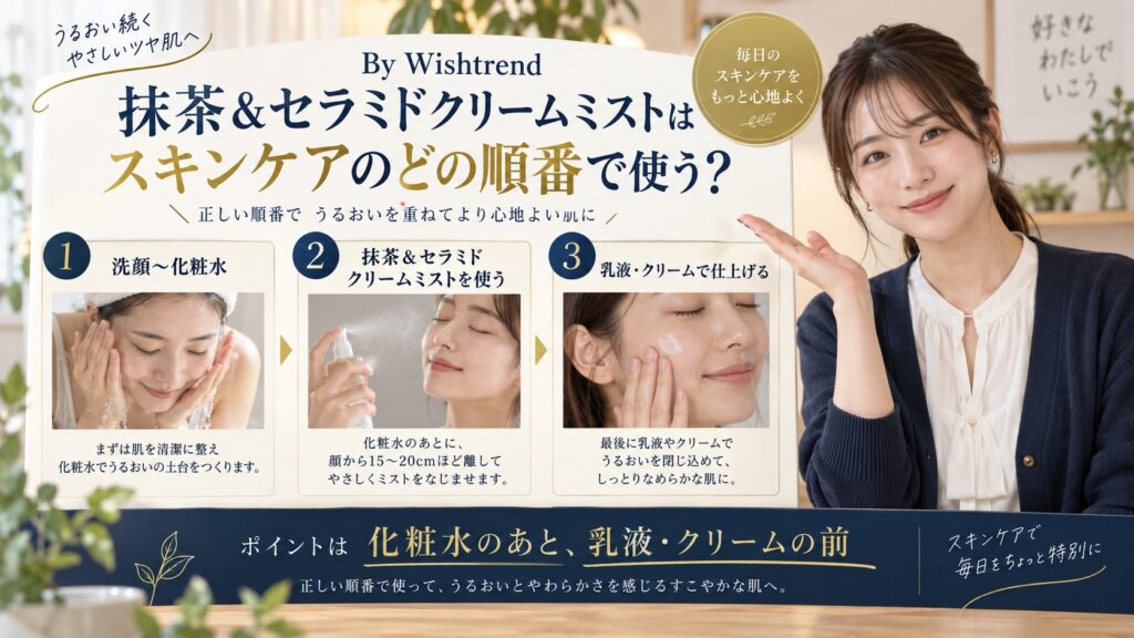 Wishtrend 抹茶ミストの順番！洗顔直後やメイク後の重ね順を解説するBeauty Board