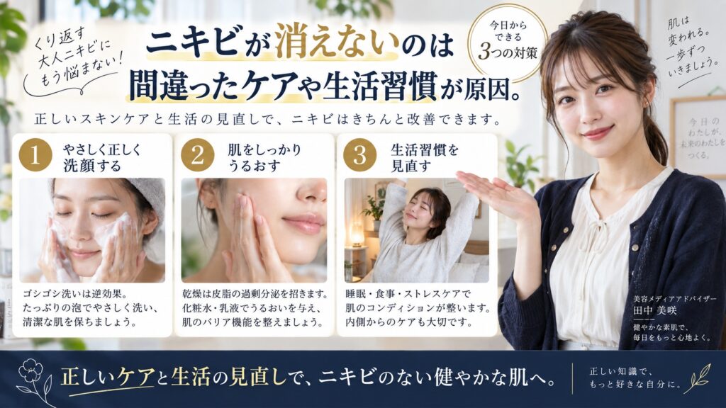 なぜ？しつこい大人ニキビが消えない理由と繰り返す毛穴対策を解説するBeauty Board