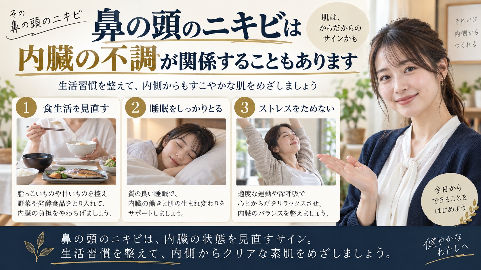 鼻の頭のニキビは内臓のSOS?原因となる生活習慣と毛穴ケアを解説するBeauty Board
