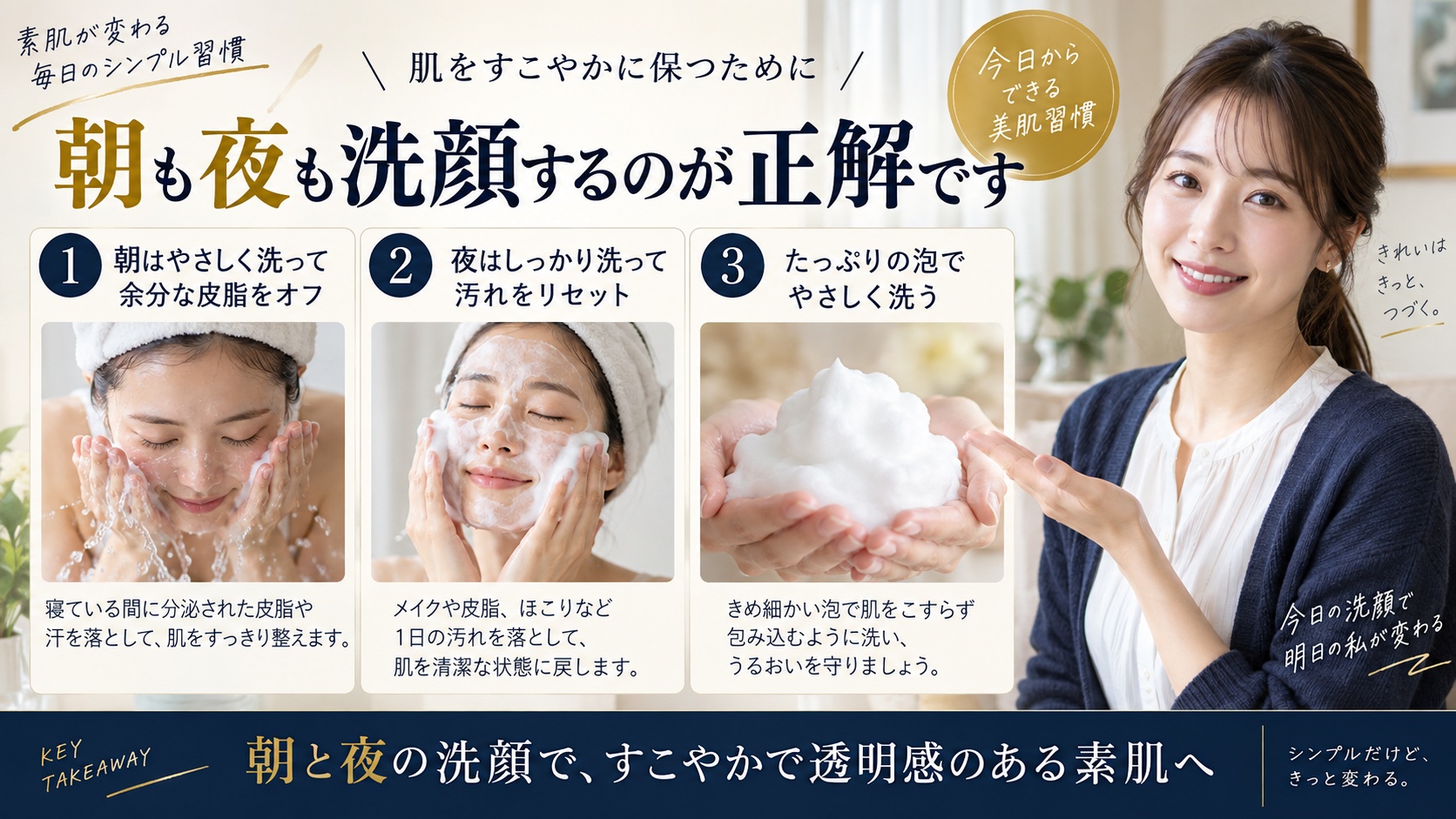 朝夜洗顔の正しいルールとは?肌質別の見極めと毛穴ケアのコツを解説するBeauty Board