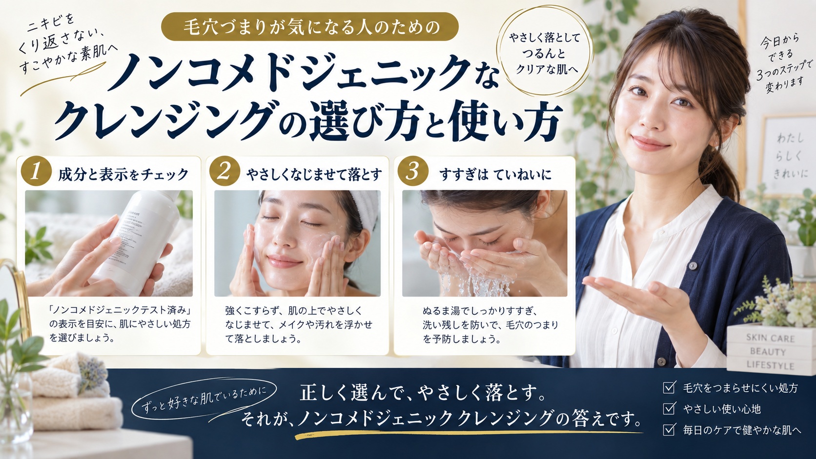 ノンコメドジェニックのクレンジング!毛穴を詰まらせない選び方を解説するBeauty Board