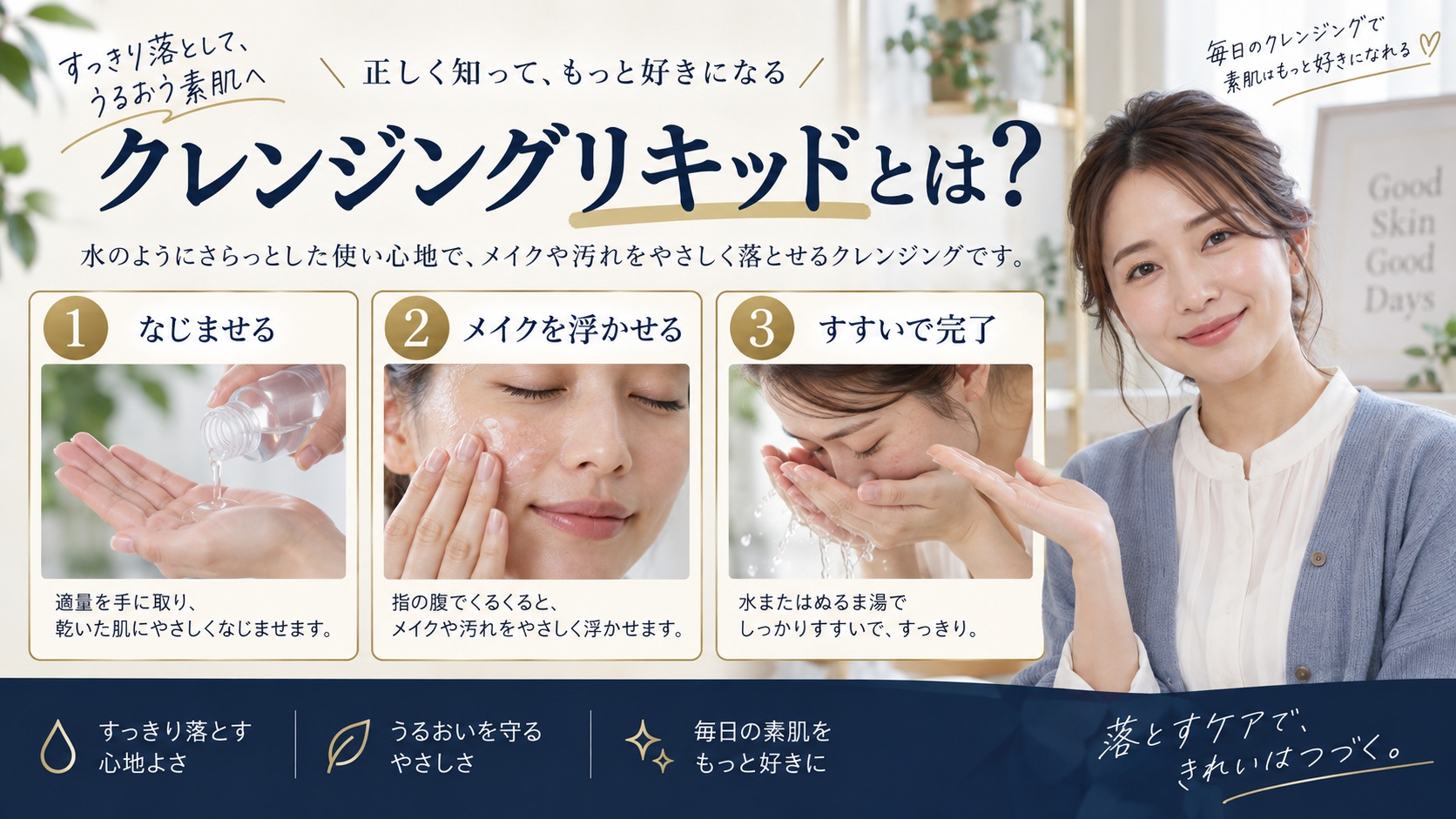 クレンジングリキッドの特徴と使い方を解説するBeauty Board