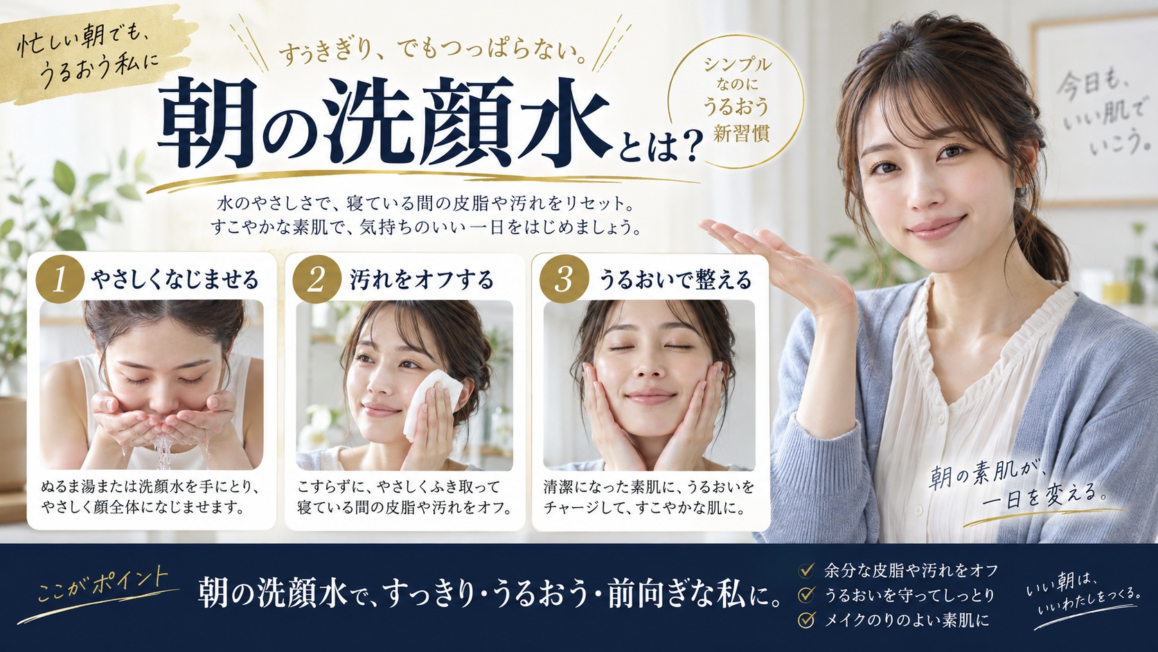 朝の洗顔水の使い方と注意点を解説するBeauty Board