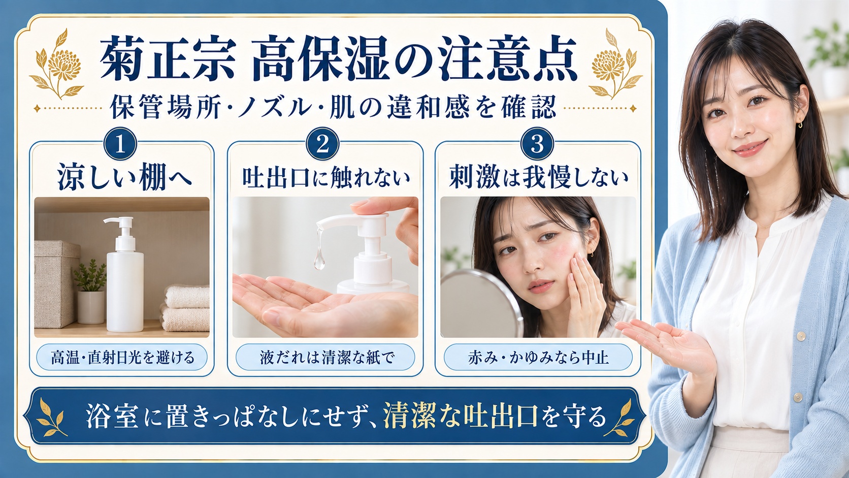 菊正宗日本酒の化粧水高保湿を使う注意点とは？失敗を防ぐ安全ガイド