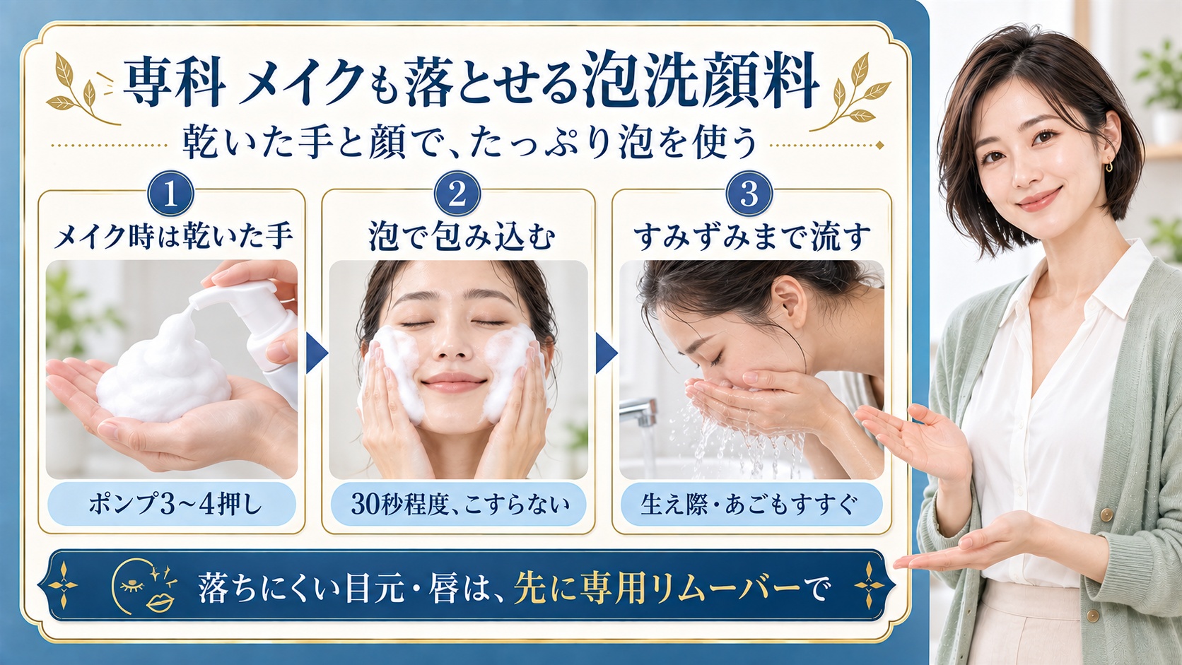 専科メイクも落とせる泡洗顔料の正しい使い方とは？摩擦を防ぐ洗顔法