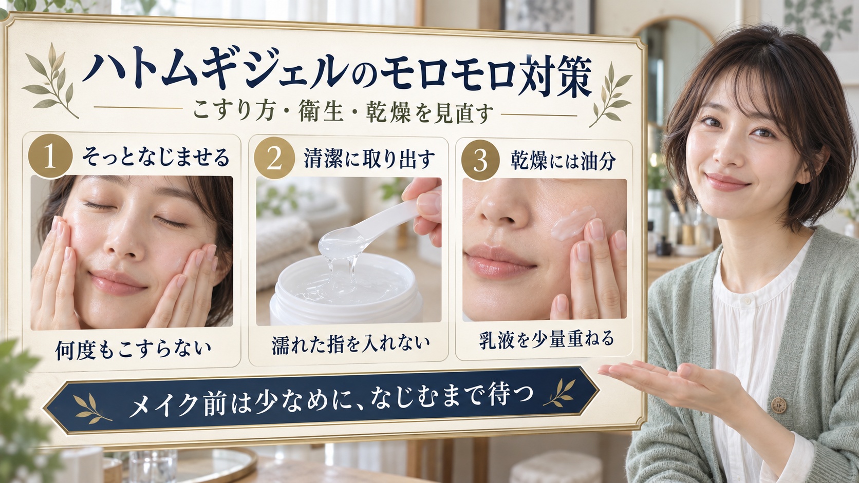 ハトムギジェルのモロモロ対策