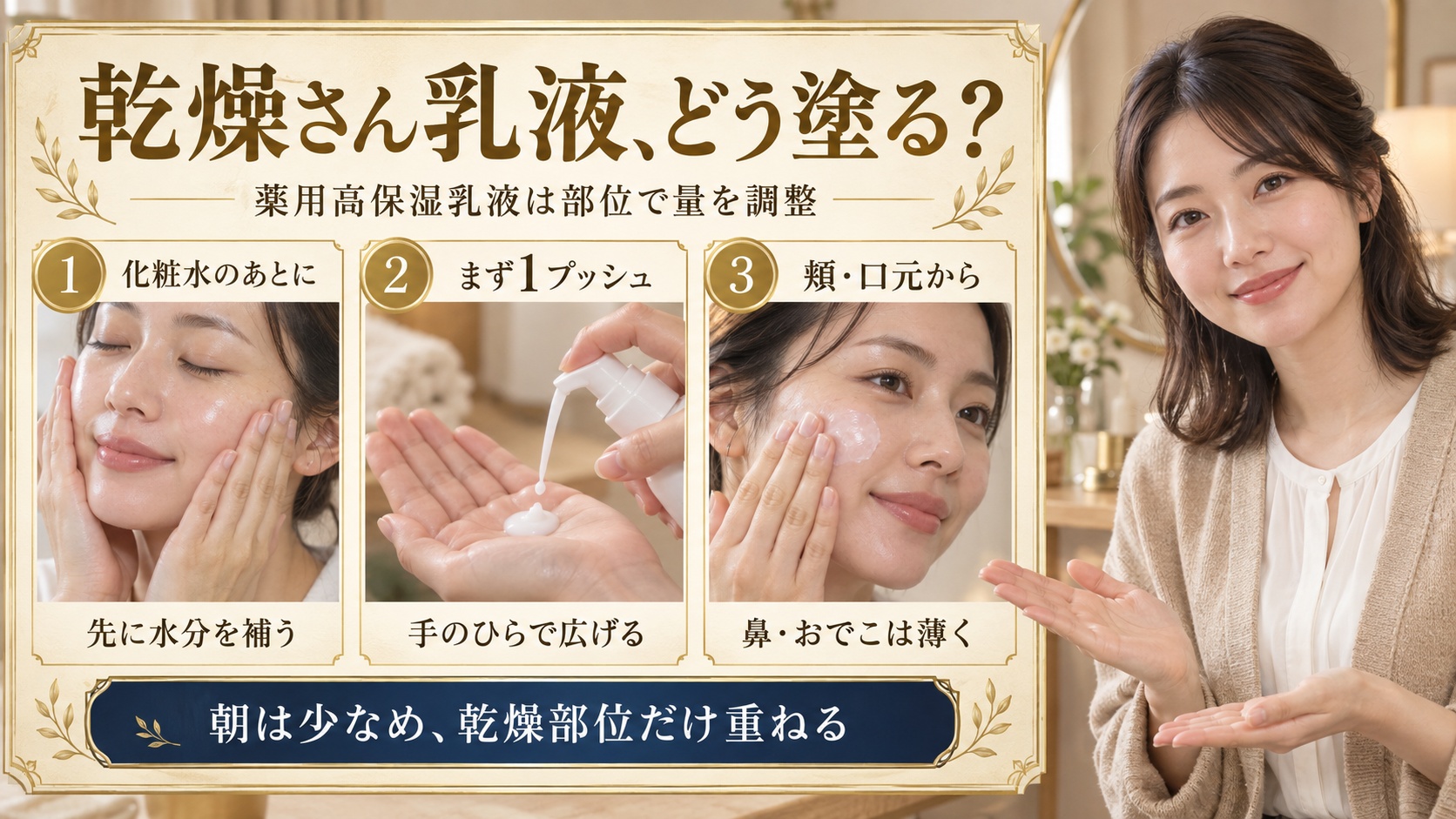 乾燥さん乳液、どう塗る?