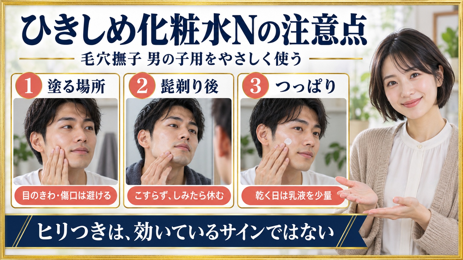 ひきしめ化粧水Nの注意点
