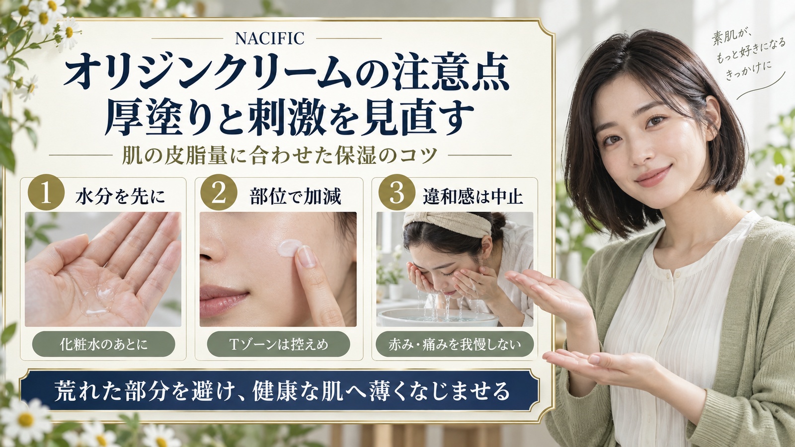 NACIFICオリジンクリームの注意点!刺激や毛穴詰まりを防ぐコツ