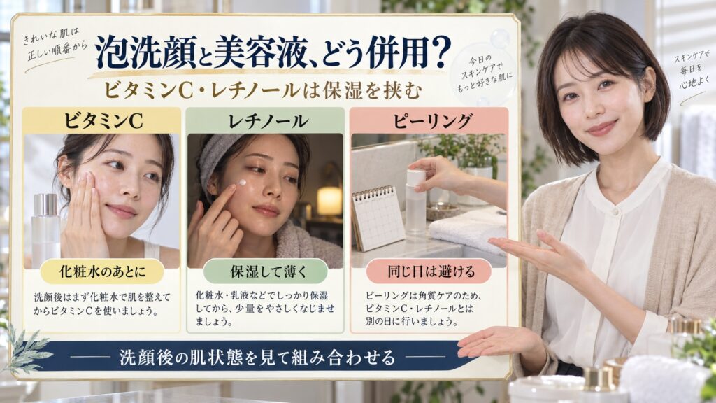 泡洗顔と美容液、どう併用？