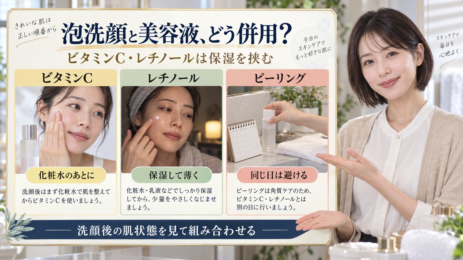泡洗顔と美容液、どう併用?