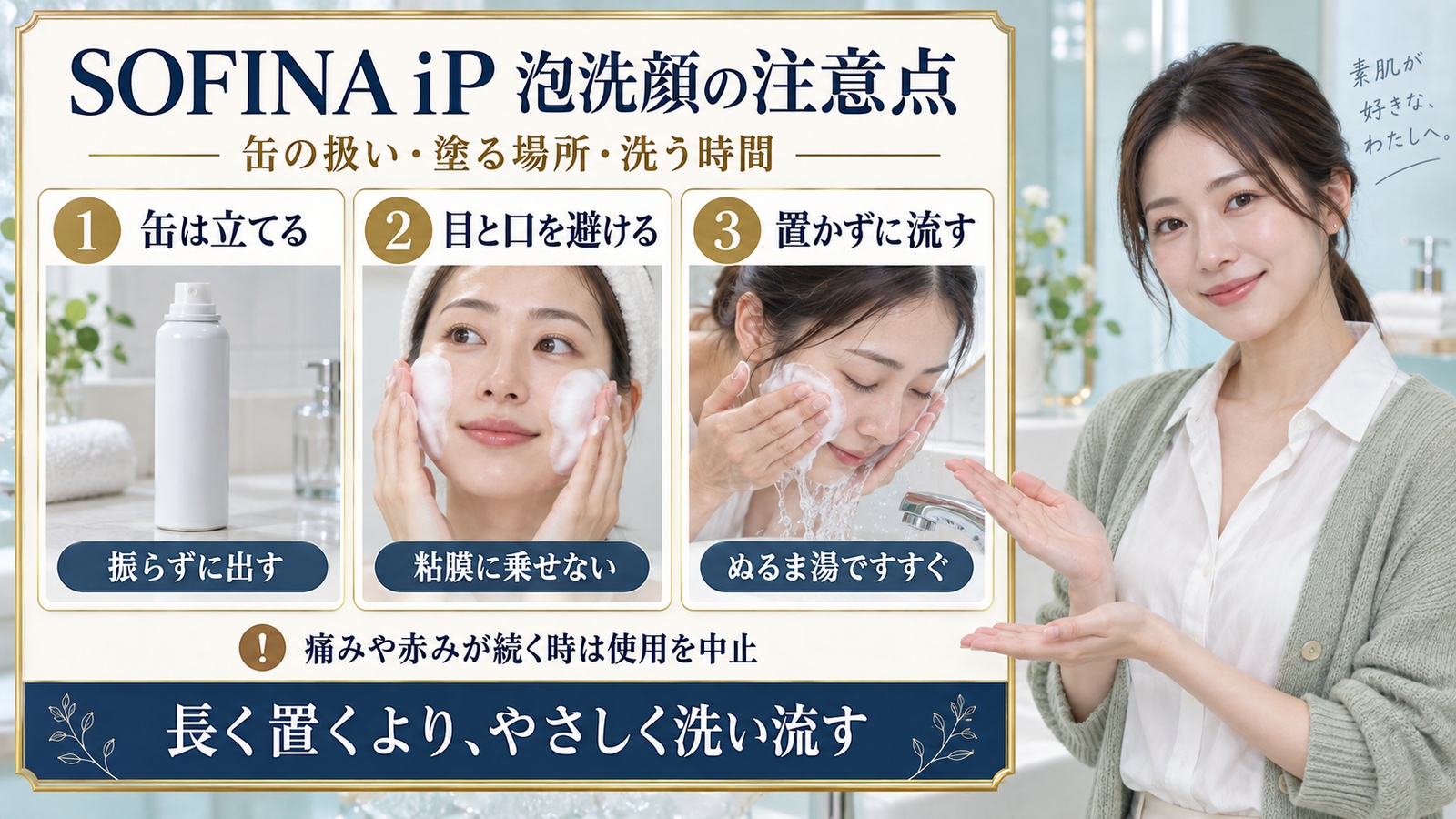 SOFINA iP 泡洗顔の注意点
