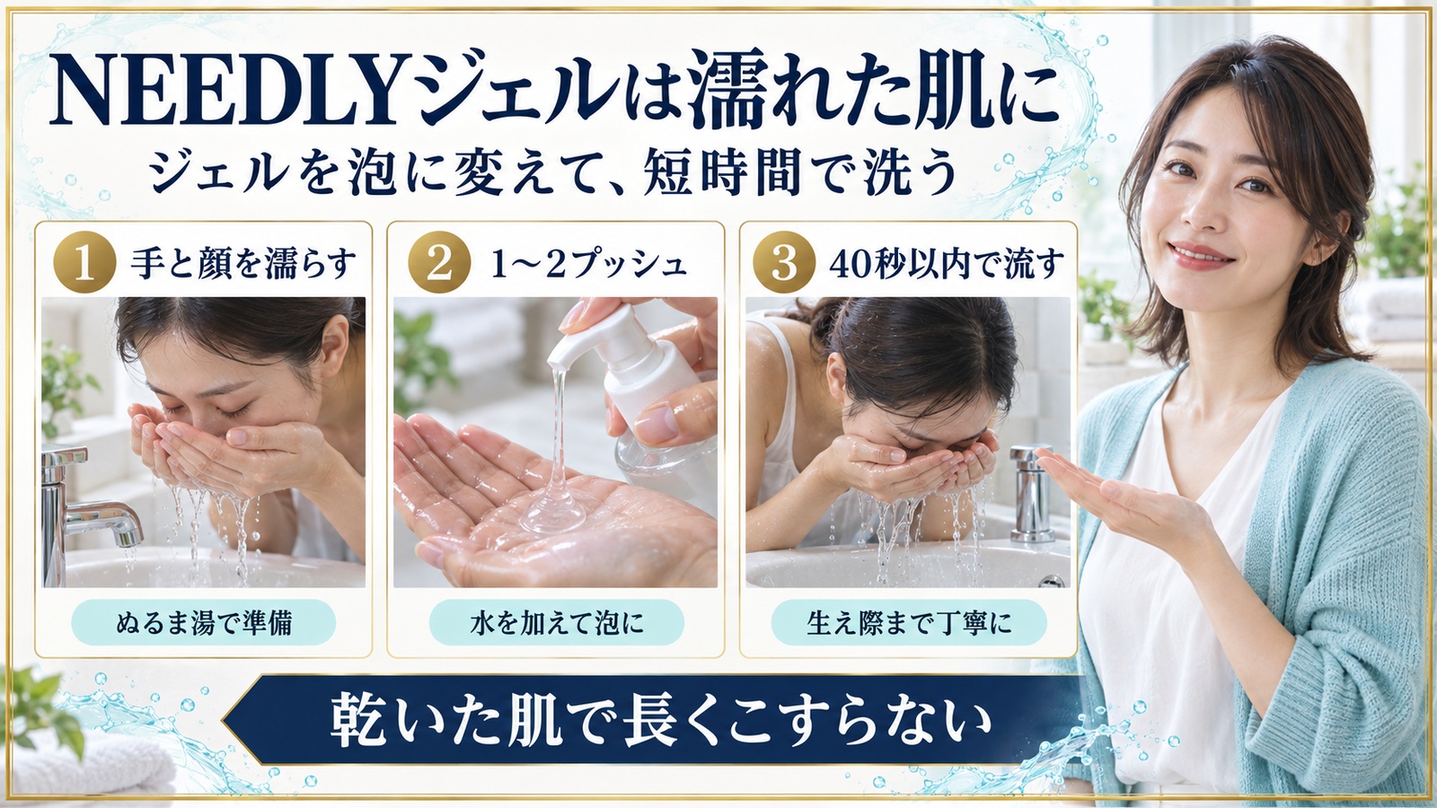 NEEDLYジェルは濡れた肌に