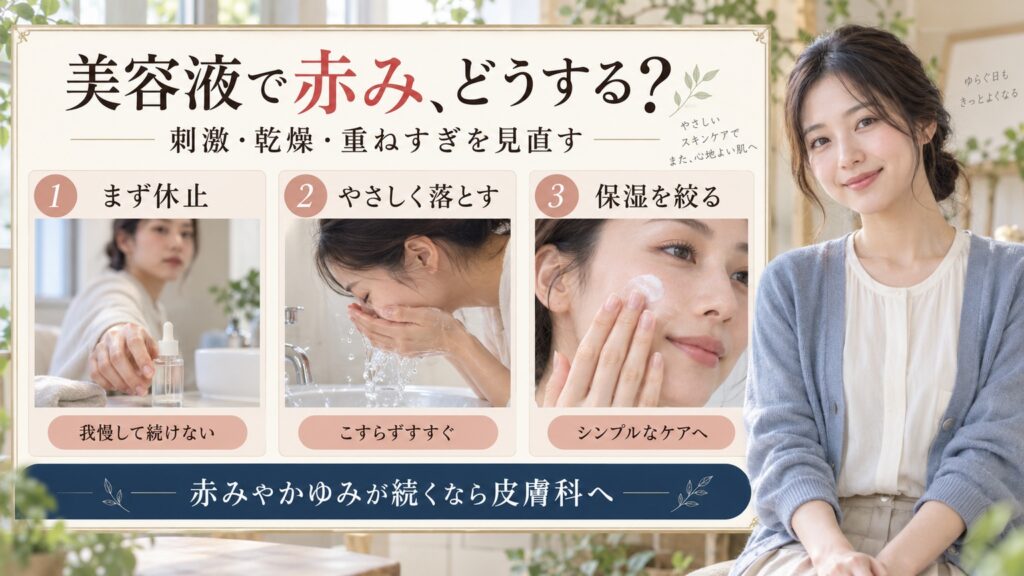 美容液で赤み、どうする？