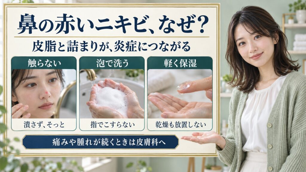 鼻の赤いニキビ、なぜ?