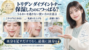 トリデンダイブイントナーの注意点！過乾燥を防ぐ正しい保水ルールの要点を3つの写真カードで説明