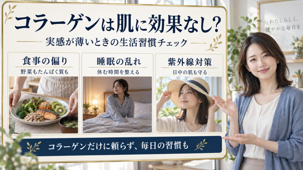 コラーゲンは肌に効果なし？食事、睡眠、紫外線対策を見直す3つの生活習慣