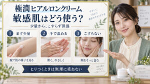 極潤ヒアルロンクリームを敏感肌に少量から試し、手で温めてこすらず保湿する3つのポイント
