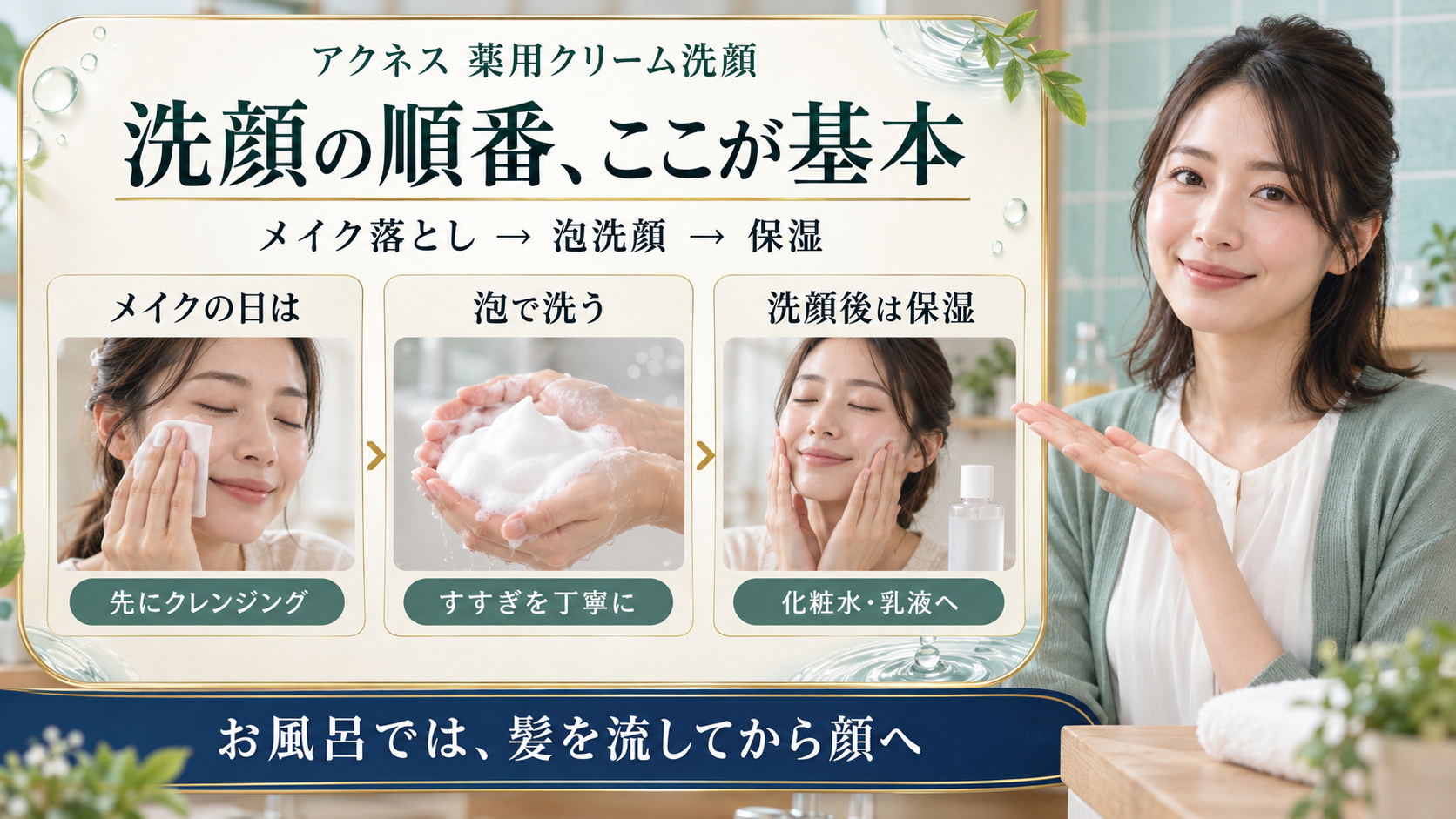 メンソレータムアクネス薬用クリーム洗顔の順番|お風呂&朝夜ルーティン