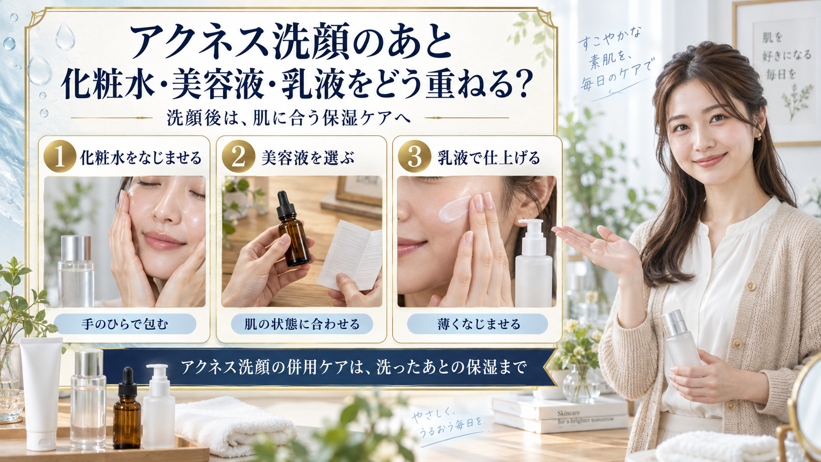 メンソレータムアクネス薬用クリーム洗顔の併用術|化粧水&美容液相性