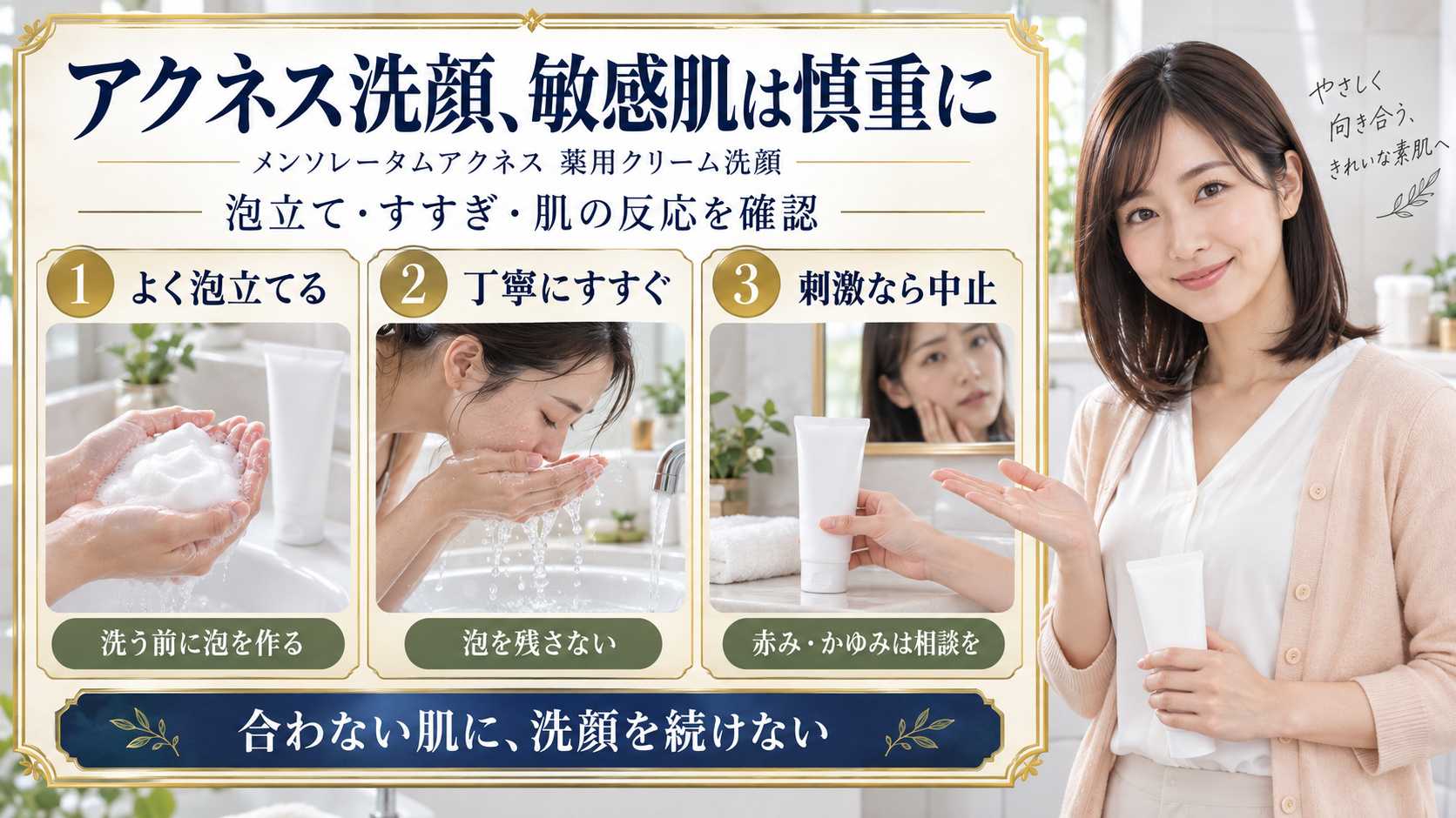 メンソレータムアクネス薬用クリーム洗顔は敏感肌OK?刺激回避の掟
