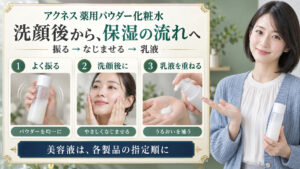 メンソレータムアクネス薬用パウダー化粧水の順番｜美容液＆乳液ルーティン｜Chocobra アイキャッチ