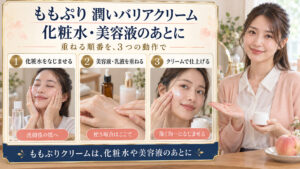 ももぷり潤いバリアクリームを使う順番｜乳液や美容液と重ねる黄金ステップ｜Chocobra アイキャッチ