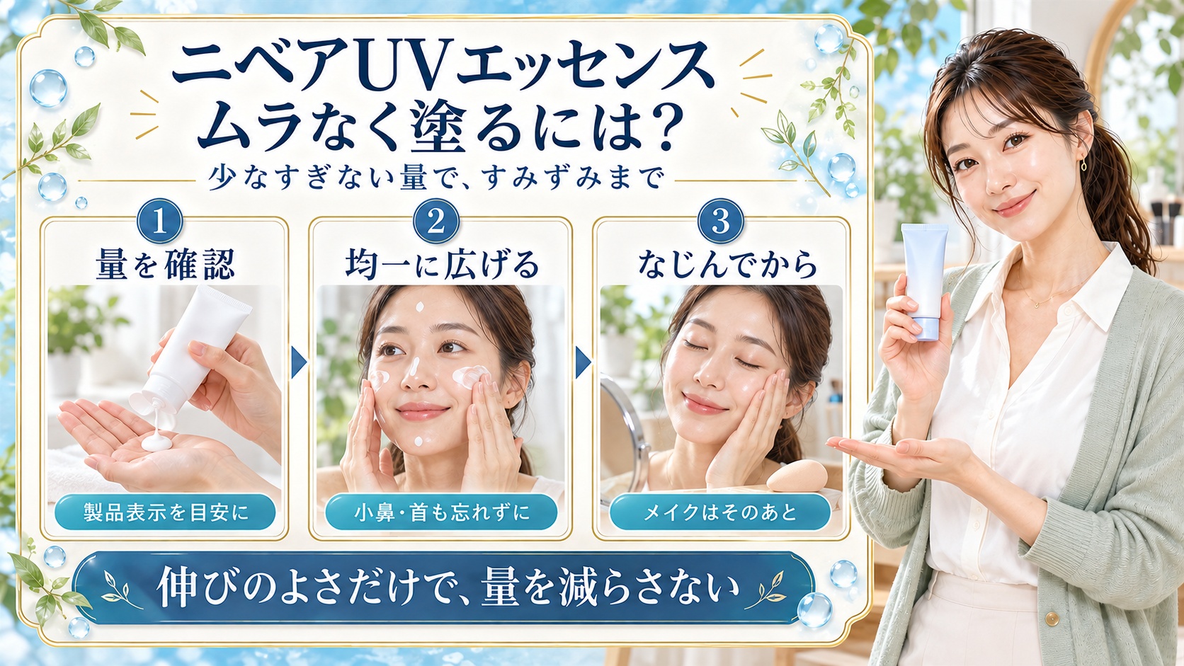 ニベアUVディーププロテクトエッセンスの使い方｜適量と密着テク｜Chocobra アイキャッチ