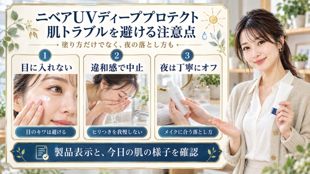 ニベアUVディーププロテクトの注意点｜落とし穴と肌トラブル対策｜Chocobra アイキャッチ