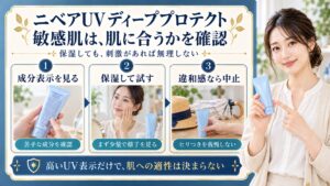 ニベアUVディーププロテクトの敏感肌適性｜刺激リスクと安全性検証｜Chocobra アイキャッチ