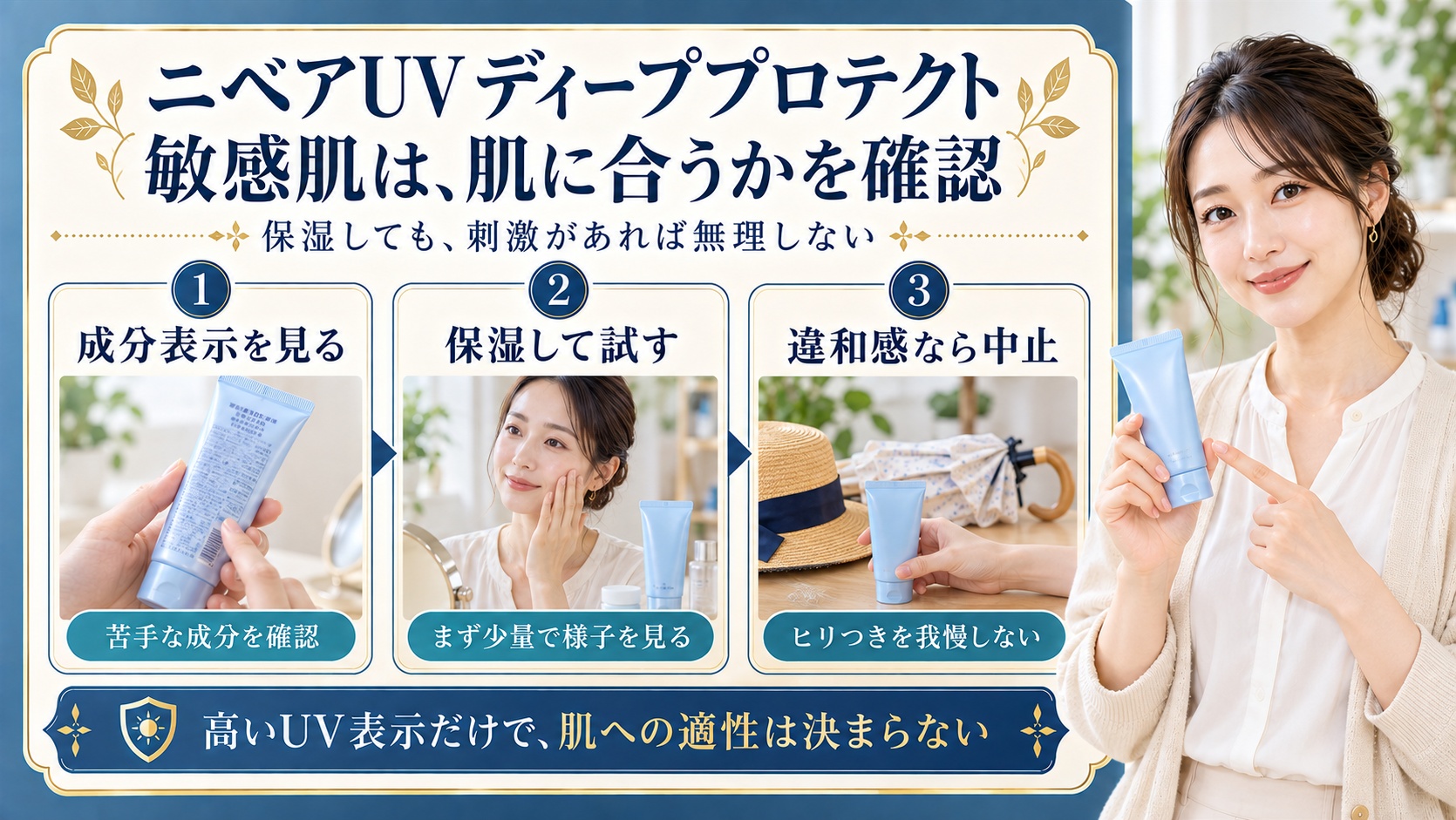 ニベアUVディーププロテクトの敏感肌適性｜刺激リスクと安全性検証｜Chocobra アイキャッチ